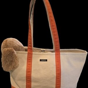 Wagwear Duck Canvas Pet Tote in Tan and Orange